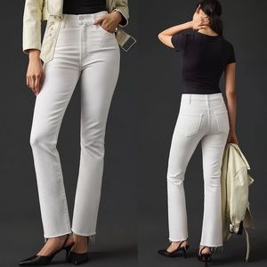 NWT Mother The Hustler Ankle Fray Flare Jeans White Fairest Of Them All